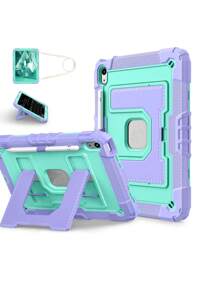 Military Industry Anti-Fall 1pc Large Stand Tablet Case Compatible With IPad Mini6 (2021) / Mini7 (2024), IPad 10.2 7th 8th 9th (2019/2020/2021), IPad 10th 10.9 (2022)/IPad(A16) 11" (2025), IPad Air4 10.9 (2020), IPad Air5 10.9 (2022), IPad Air 11" M2/M3 (2024/2025), With Pencil Slot
