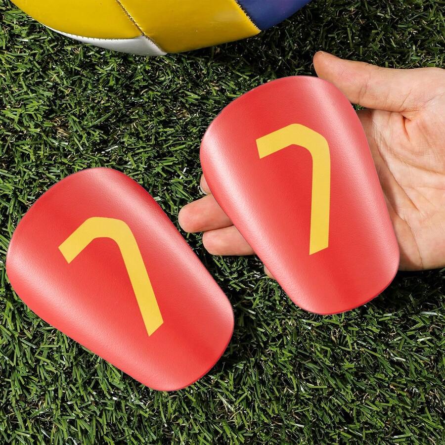 1 Pair Mini Master 7# Red Football Insert Thicken Leg Guards - Durable Mini Football Shin Guards Suitable For All Seasons - Multicolor - View 1