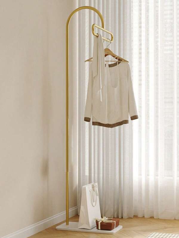 1pc Vertical Free Standing Coat Rack, Simple Cream-Colored Clothes Stand For Room, Bedroom, Living Room, Not Occupying Space, Hanging Clothes Rack Storage Display