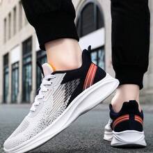 Zapatos para correr transpirables de punto para hombres,apropiados para viajes diarios y deportes trotar al aire libre - blanquecino - Ver 2