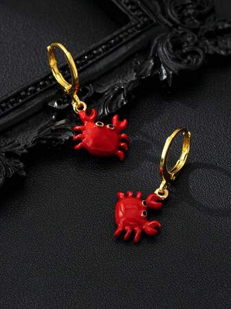 1 par roliga krabba-formade öronklämmor för kvinnor, söta och snygga för strandsemesterfotograferingar, eleganta flickörhängen, unika kreativa öronhängen