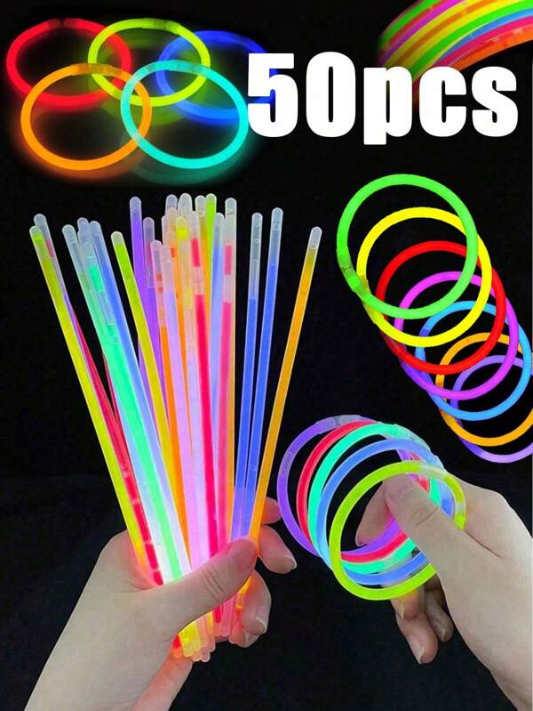 50 Sets Of 8-Inch Party Glow Sticks, White Wedding Glow Sticks, Party Decorations, Capable Of Emitting Light Continuously For 10 To 12 Hours In The Dark. They Can Be Used To Make DIY Bracelets, Necklaces, Etc. Suitable For Parties, Gatherings, Bars, Birthdays, Festivals, Nightclubs, Toys, Neon Party Supplies, Party Lighting Supplies, Wedding Party Supplies, Birthday Gifts, And Gift Recommendations. Neon Party
