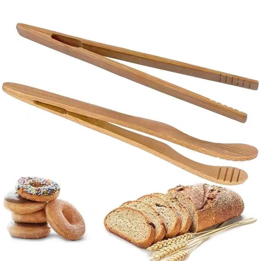 1/2 piezas Pinzas de madera rectas o curvas para bacon, pan, ensalada, tostadas y otros accesorios de cocina - Multicolor - Ver 1