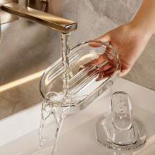 1pc Elegant Light Luxury Removable Soap Dish, Fashion Design Oval Bathroom Decoration, Suitable For Shower And Bathtub, Bathroom Decoration And Accessories, Back To School