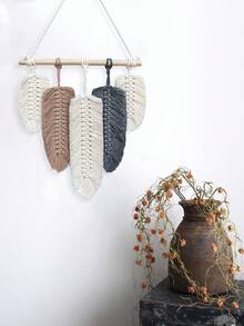 1 件手工制作的波西米亚风格羽毛流苏挂饰，适用于卧室和客厅 - 彩色 - 查看 2