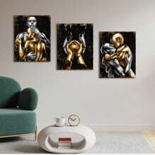 Visual Art Decoration Posters, Black And Gold Love Decoration Paintings, Gray And Gold Embrace Couple Canvas Prints, Used For Art Decoration Of Living Room And Bedroom Walls, Framed Canvas Prints