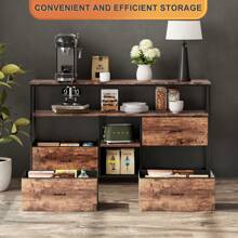 Mueble de TV 108*30*76 cm con 4 cajones de tela, mueble de almacenaje con 4 estantes abiertos, cómoda, mueble de salón/dormitorio, marrón