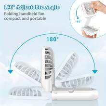 1pc Portable Handheld Mini Electric Fan With Digital Display, Ultra-Thin Foldable Neck Hanging Fan, With Lanyard, USB Rechargeable 3000mAh Battery, 180° Adjustable, 3 Wind Speeds, Suitable For Indoor And Outdoor Use - F3 - View 5