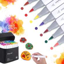 168/120/100/80/60/48 ألوان أقلام تحديد فنية ذات طرفين فرشاة وحافة دائمة مناسبة للفنانين والبالغين والرسوم المتحركة والتلوين والرسم التوضيحي وصنع البطاقات هدية عيد الميلاد والسنة الجديدة - قابلة لإعادة التعبئة، عودة إلى المدرسة