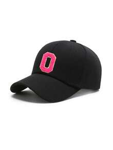 1 pièce Casquette de baseball réglable avec lettres de l'alphabet brodées pour enfants, chapeau de soleil décontracté unisexe, blanc os, pour les 8-16 ans - Noir - Voir 59
