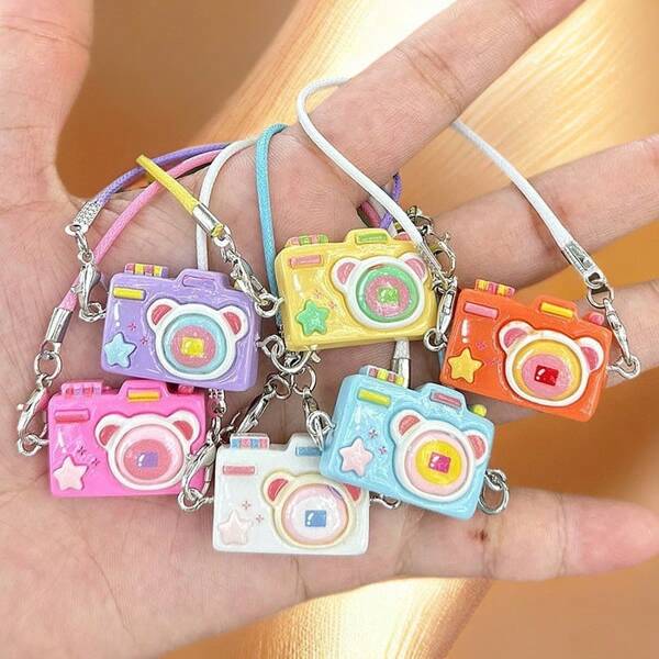 1 Labu Mini Hanger Model Cartoon Camera Beer Hals Hanger Poppenhanger Labu Kledingaccessoires Kerstcadeau Halloween Cadeau Verjaardagscadeau (Twee soorten touwen willekeurig verzonden)