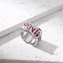 1 pieza Hebilla de cinturón de metal con letra de moda para hombres, anillos ajustables para parejas de mujeres - Multicolor - Ver 9
