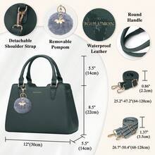 Handbag Women Medium-Sized Bag Leather Handle Bag Women's Handle Bags Tote Bag Handbags Bags Shoulder Bags Shoulder Bag Shoulder Bag Women's Handbags - 墨綠色 - 查看 2