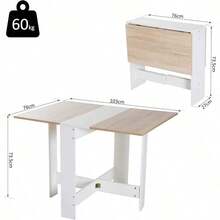 Wooden Folding Dining Table Writing Computer Desk PC Workstation Space Saving Home Office Oak & White - 1 - View 3