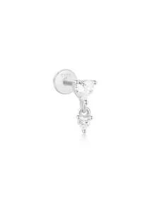 EleRunis 1 peça de piercing de cartilagem em prata esterlina 925 com fivela dupla e incrustação de amor para mulheres, com costas planas, joias finas para uso diário, festa de casamento, noivado, aniversário, dia dos namorados