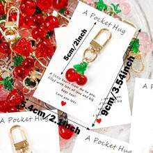 1/5/10pcs Cute Fruit Design Pocket Hug Card Gift Set, Apple/Strawberry/Cherry Shaped Keychain Charm, Backpack Decor, Wedding Party Favors, Encouragement Tokens, Home Decorations, Gifts For Family, Friends, Wedding Guests, Special Birthday, Wedding, Valentine's Day, Graduation, Back To School