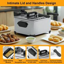 5.3QT Deep Fryer, Stainless Steel Deep Fryer With Basket, 1700W, Oil Filtration, Temp Control, Dishwasher Available - Xem 3