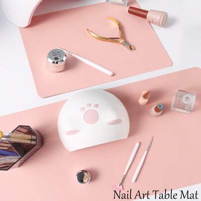 FULL BEAUTY Pink Manicure Desk Mat, Portable Foldable Manicure Armrest Pad, Ultra-Fine Fiber Leather Soft Manicure Mat, Waterproof And Stain-Resistant Armrest Pad, Manicure Mat, Manicure Desk Mat, Dedicated Manicure Salon Desk Mat