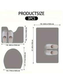 1/3pcs Bathroom Non-Slip Mat Set, Bathroom Floor Mat Set, Bathtub Edge Foot Mat, Absorbent Floor Mat, Bedroom Mat, Living Room Mat - White - View 6