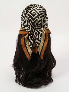 1pc New Style Bandana With Geometric Pattern & Striped Print Scarf/Headband - Multicolor - View 2