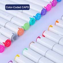 168/120/100/80/60/48 ألوان أقلام تحديد فنية ذات طرفين فرشاة وحافة دائمة مناسبة للفنانين والبالغين والرسوم المتحركة والتلوين والرسم التوضيحي وصنع البطاقات هدية عيد الميلاد والسنة الجديدة - قابلة لإعادة التعبئة، عودة إلى المدرسة