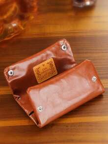 1pc Vintage Dual Buckle Multifunctional PU Leather Tobacco Pouch, Portable Tobacco Pipe Accessories For Men ,Smoking Accessories, Cigarette Storage, Cigarette Holder Case - Solid Color - View 3