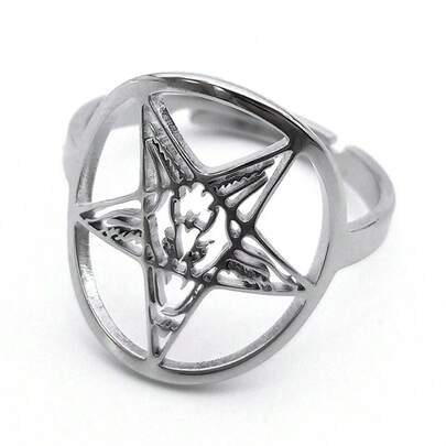 Teufel Ziege Amulett Talisman Baphomet Ring Edelstahl Gothic Pagan Pentagramm Herren Satan Gothic Schmuck