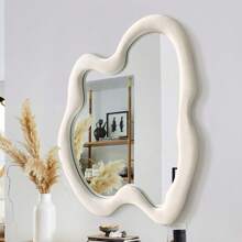 Asymmetrical Mirror Irregular Wall Mirror Modern Wood Frame Mirror Decorative Wall Mirror Suitable For Bedroom Living Room Bathroom Entrance