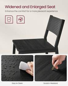 VASAGLE Breakfast Kitchen Bar Stool Set Of 2, Counter Chairs, For Kitchen, Dining Room, Office, Industrial Style, Rustic Brown And Black - Black - View 3