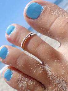 1pc S925 Sterling Silver Double-Layer Twisted Diamond Toe Ring, Adjustable Toe Ring, Suitable For Summer Beach Wear - Twist Double Diamond Toe Ring - View 5