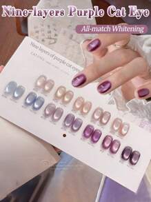 10ml Spring Summer Nine-Layer Purple White Cat Eye Gel Nail Polish Nail Salon 2025 New Style Spring Summer Popular Ice Transparent White Glass Bead Nail Art Nail Supplies