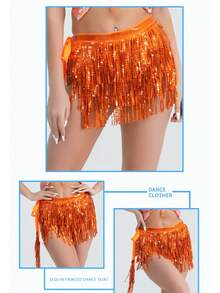 1 قطعة حزام الخصر للرقص الشرقي مكون من 4 طبقات من الشرائط المرصعة بالترتر ، حزام خصر متعدد الطبقات للرقص الشرقي ,حزام مشبك للرقص , لون المنتج المرسل عشوائي - متعدد الألوان - مشاهدة 6