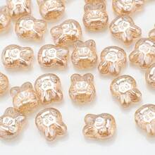 30 peças de contas de vidro de coelho de desenho animado de 10*12 mm, contas galvanizadas com tema de animais para fazer joias faça você mesmo, chaveiro, decoração de celular, colar, pulseira, pingente