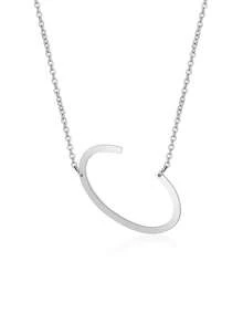 1 件时尚简约优雅淑女风格银色 26 个字母大字母吊坠项链