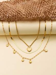 3 Peças Conjunto de Colar Gargantilha com Pingente de Coração Elegante e da Moda, Elementos em Aço Inoxidável Banhados a Ouro 18k, Adequado para Uso Diário, Encontros, Casamento, Noivado, Feriados, Presente Exquisito de Jóias, Presente para o Dia das Mães