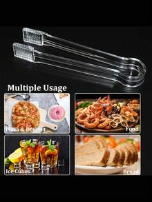 5pcs-Plastic Buffet Tongs, Clear Kitchen Tongs, 6.3 Inch Small Ice Tongs, Clear Plastic Tongs, Mini Cutlery Tongs, Sugar Cube Small Ice Tongs For Tea And Coffee Parties, Parties, Bars, Catering Appetizers, Salads, Desserts, Sandwiches, BBQ, Cookies, Summer, Summer Set Mother's Day, Graduation Decor - Clear - View 4