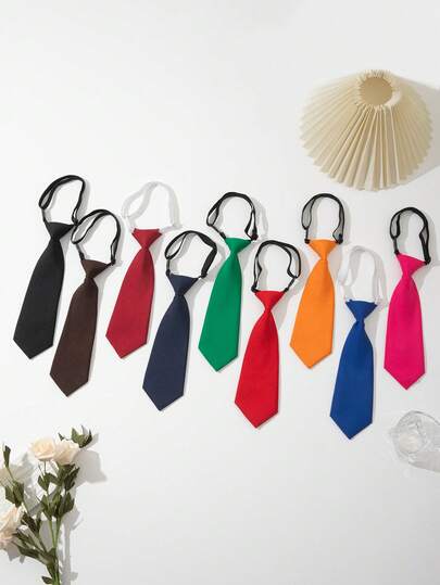 1pc Kids' Plain Color Clip-On Tie, Versatile Short Necktie For Performance, School, Unisex