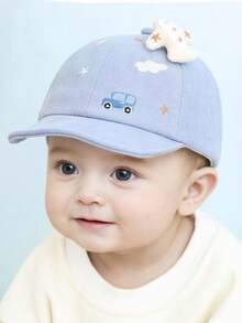 1pc Toddler 3D Airplane Soft Brim Hat, Suitable For Daily Wear, Spring/Autumn - Blue - View 2