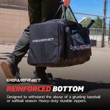 Pro Duffle Bag Baseball Softball Equipment Gear Dual Bat Carrier BuiltIn Cooler Pocket 2 Internal Bat Sves Padded Shoulder Strap - Black - View 7