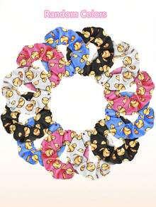 12pcs/Set Softball, Football, Basketball Scrunchies Satin Hair Ties, Elastic Hair Bands For Girls (Softball Style) - Multicolor - View 2