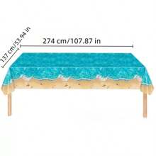 1 pieza Mantel de plástico con ola azul para fiesta de playa de verano, fiesta de playa, mantel para fiesta hawaiana, mantel impermeable para decoración de fiesta en la piscina (4 estilos)