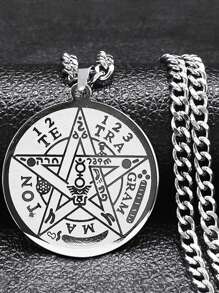 Colar Gótico de Bruxaria Pentagrama Escuro, Colar de Amuleto Original Tetragrammaton de Salomão em Aço Inoxidável para Mulheres