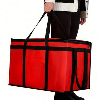 1 个大容量保温披萨外送袋 - 优质面料保温食品运输袋，适用于餐饮，超大尺寸，保持食物热度，易于清洁，夏季户外食品袋，野餐露营袋