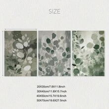 A Set Of 3 Sage Green Wall Art Print Posters, Plant Painting Decoration, Neutral Room Wall Decoration Painting, Simple Wall Art, Room Decoration, Living Room Art Decoration, Modern Home Wall Art Decoration, Ideal Family Gift Creativity, Frameless Canvas Poster