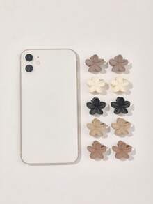 40pcs Set Black & Coffee Color Solid Daisy Flower Matte Small Hair Clips Mini Size Side Bangs Clips Hair Accessories - Multicolor - View 6
