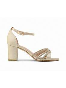 Women's Shiny Comfort Summer Chunky Heel Sandals - Gold - View 2