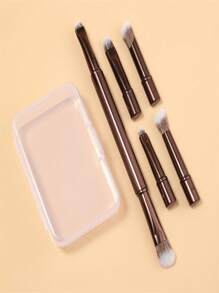 6pcs Mini Travel Makeup Brush Set With Transparent Box, Include Contour Brush, Concealer Brush, Eyeshadow Brush, Eyebrow Brush, Versatile And Soft Bristles To Meet Daily Makeup Needs, Convenient For Travel