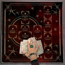 1pc Celtic Cross Pentagram Tarot Cloth, Altar Cloth, Pagan Clock Mat Divination Card Mat, Home Decor Tarot Tablecloth