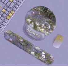 Tapis de souris avec repose-poignet Peinture de Monet, tapis de souris avec motif de fleur de lotus, tapis de clavier en silicone, unisexe