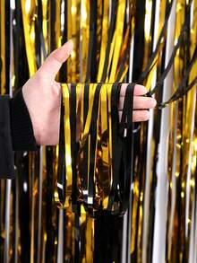 1pc - Rèm vải lụa mưa chặn hai tông màu sáng tạo cho lễ Halloween, trang trí tường nền, vật dụng trang trí không khí kinh dị cho bữa tiệc Halloween, Giáng sinh - Nhiều màu - Xem 5